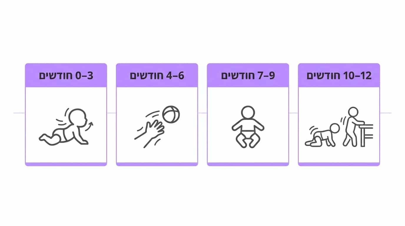 התפתחות מוטורית לפי חודשים — לוח זמנים