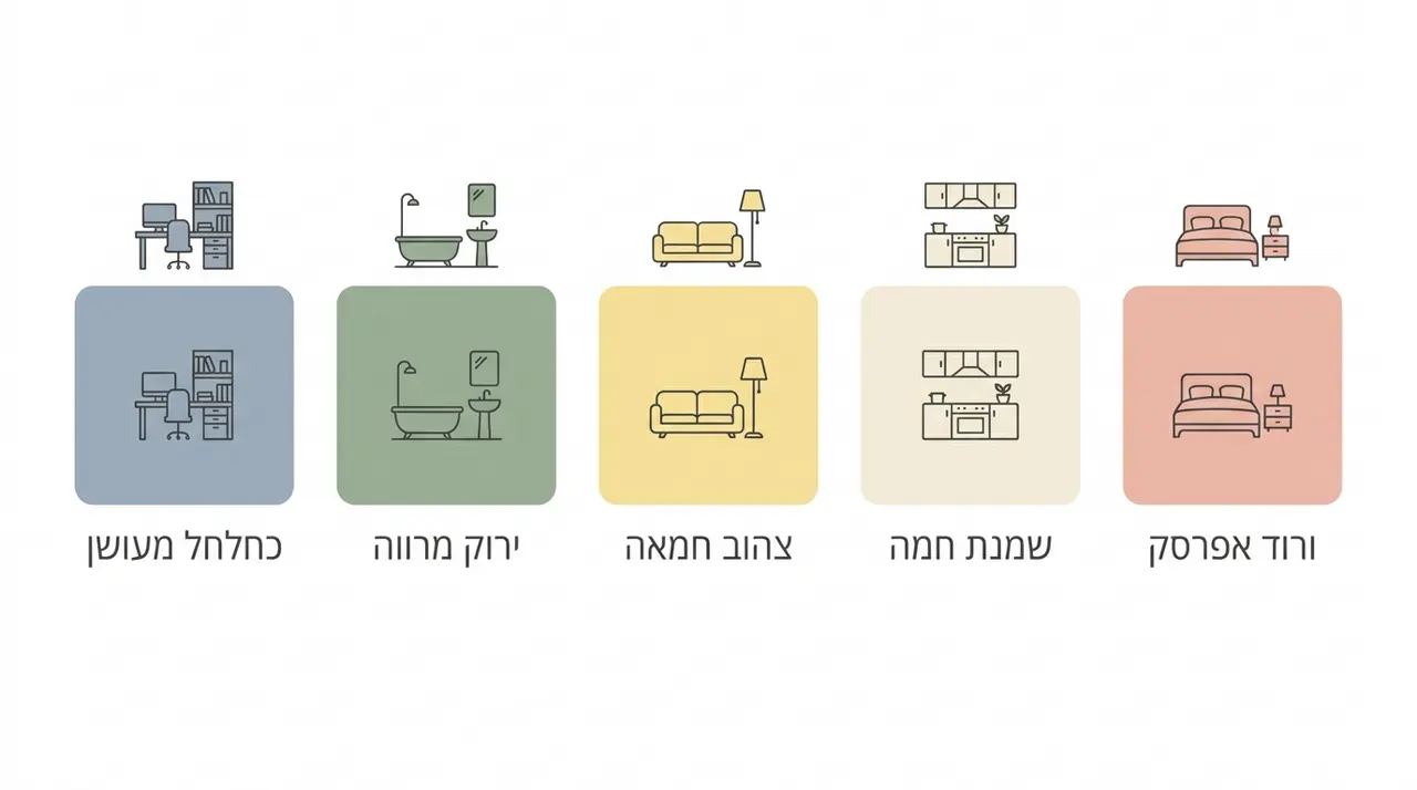 טבלת השוואה: איזה גוון מתאים לאיזה חדר